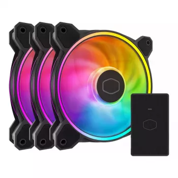 Ventiliatorių rinkinys Cooler Master MasterFan MF120 Halo² 12 cm Juodas 3 vnt.