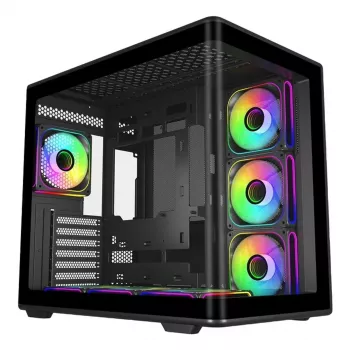 PC korpusas Cooler Master Elite 600 Midi Tower, juodas, su grūdintu stiklu, tinka ATX/Micro-ITX, 3x120 mm šoniniai + 1x120 mm galiniai ventiliatoriai, 2x3,5 colio + 2x2,5 colio vietos
