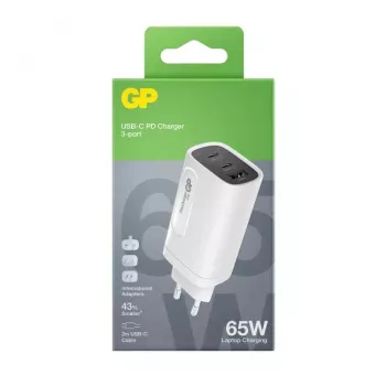 GP Batteries GaN PD 65W USB-C kroviklis su apsauga nuo viršįtampio