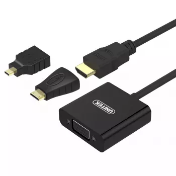Unitek Y-6355 Micro/Mini HDMI į VGA + audio 3-in-1 adapteris, juodas