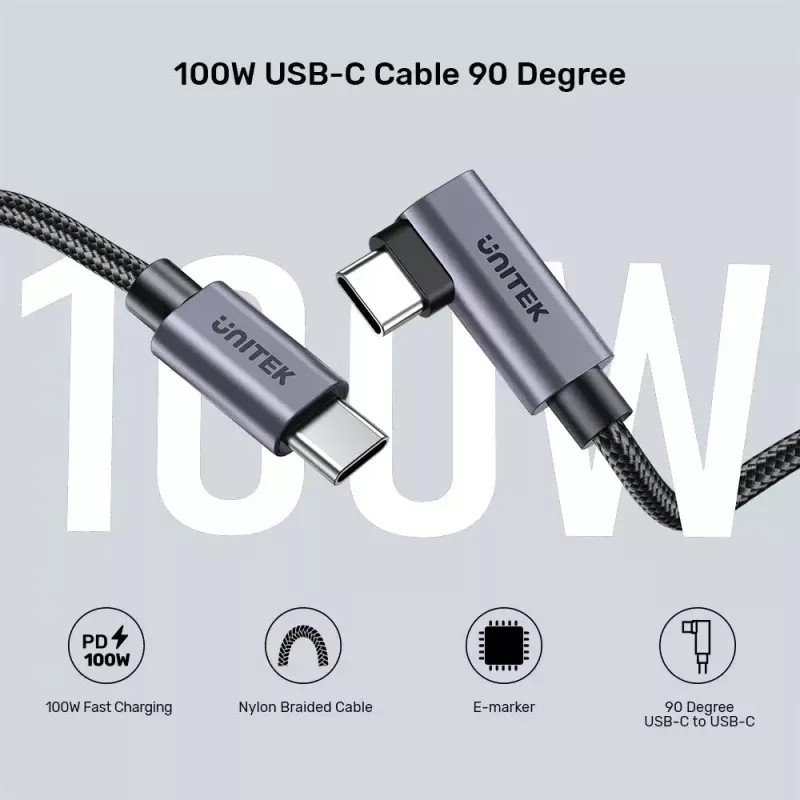 USB-C laidas UNITEK C14123BK-3M USB 2.0 USB C 3m juodai pilkas