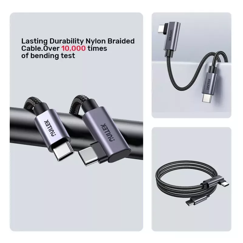 USB-C laidas UNITEK C14123BK-3M USB 2.0 USB C 3m juodai pilkas