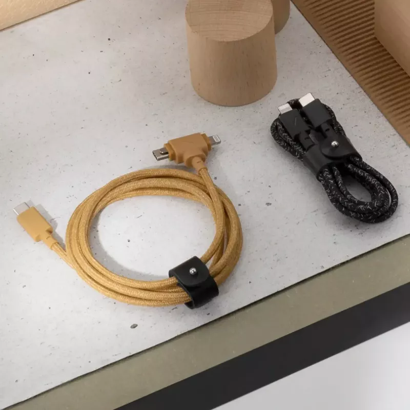 USB-C į USB-C / Lightning laidas Native Union Belt Cable Duo, 1,5 m, žalias