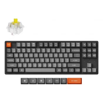 Mechaninė klaviatūra Keychron K8 Max 80% (87 klavišai) Laidinė USB + RF belaidė + Bluetooth, RGB, Juoda