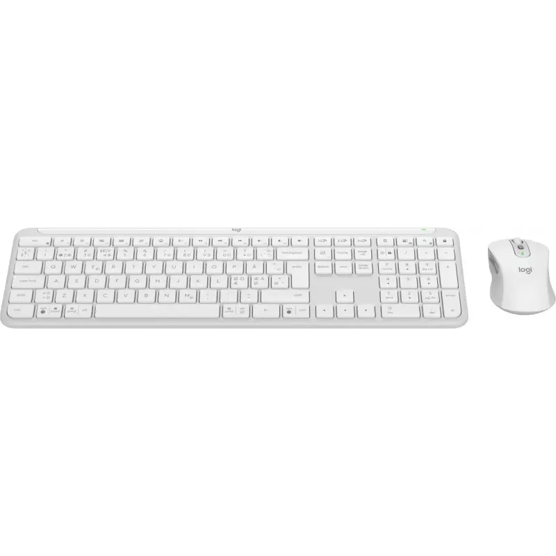Logitech MK950 Signature Slim belaidė klaviatūra ir pelė, RF Wireless + Bluetooth, QWERTY danų/suomių/norvegų/švedų, balta
