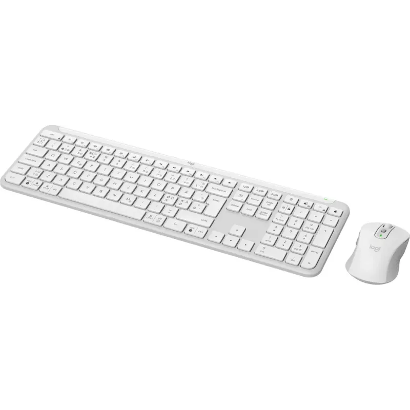 Logitech MK950 Signature Slim belaidė klaviatūra ir pelė, RF Wireless + Bluetooth, QWERTY danų/suomių/norvegų/švedų, balta
