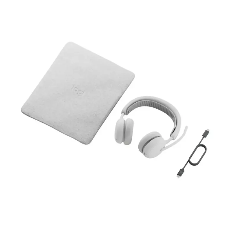 Ausinės Logitech Zone Wireless 2 ES – belaidės ir laidinės (Bluetooth, USB-C), antausinės, 1,5 m laidas, balta, 212 g