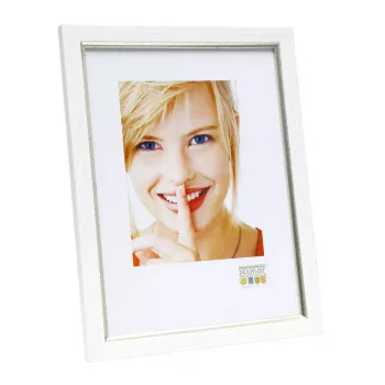 Vienviečiai nuotraukų rėmeliai Deknudt S46AF1 sidabriniai balti MDF plastikas 220x320 mm