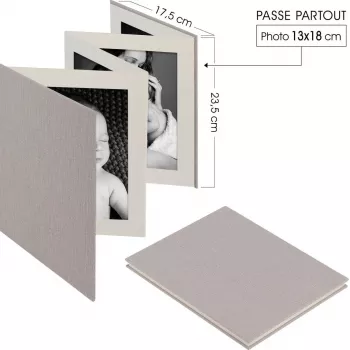 Fotoalbumas Deknudt Leporello A66DC7 lininis viršelis 8 nuotraukoms 8×13×18 cm