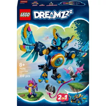 LEGO DreamZzz rinkinys 71494 – Zoey laiko pelėda su pastatomu pelėdos modeliu ir Zoey minifigūrėle