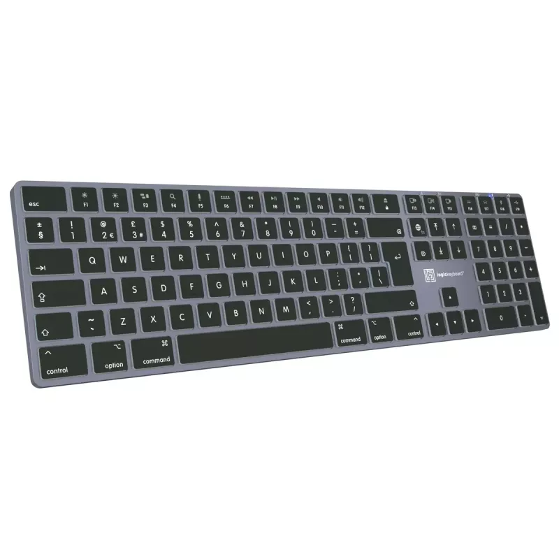 Klaviatūra LogicKeyboard SKB-TM-UK pilno dydžio USB + Bluetooth, QWERTY JK anglų, titano spalvos