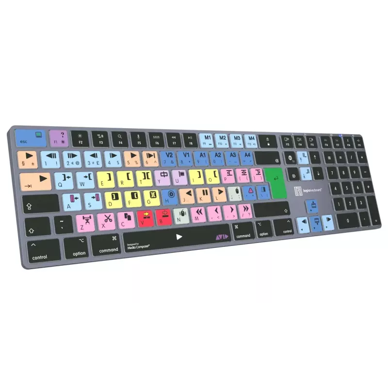 Pilno dydžio Bluetooth klaviatūra LogicKeyboard LKB-MCOM4-TM – QWERTY vokiškas išdėstymas, 109 klavišai, pilka titano spalva