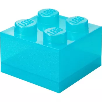 Room Copenhagen Storage Brick 4 Top Lid Glitter šviesiai mėlyna/skaidri LEGO stiliaus dėžutė daiktams susidėti