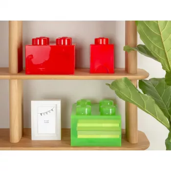 Laikymo plyta 4 su viršutiniu dangteliu permatoma (šviesiai žalia/permatoma) – Room Copenhagen, LEGO suderinamas plastikinis laikymo indas