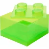 Laikymo plyta 4 su viršutiniu dangteliu permatoma (šviesiai žalia/permatoma) – Room Copenhagen, LEGO suderinamas plastikinis laikymo indas