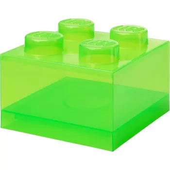 Laikymo plyta 4 su viršutiniu dangteliu permatoma (šviesiai žalia/permatoma) – Room Copenhagen, LEGO suderinamas plastikinis laikymo indas
