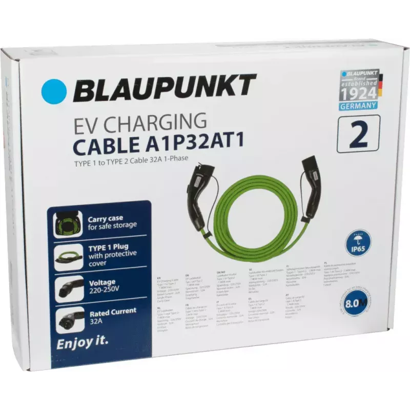Elektromobilio įkrovimo kabelis Blaupunkt A1P32AT1 žalias Type 1 5m