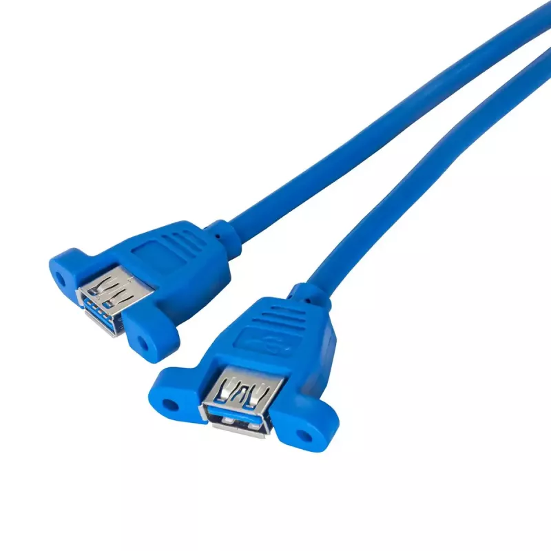 Akyga AK-CA-62 vidinis USB 3.0 adapterio kabelis, 19 kontaktų jungtis į 2 x USB-A lizdus, 0,65 m