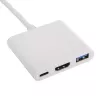 USB šakotuvas Akyga AK-AD-57, USB 2.0 Type-C jungtis, HDMI prievadas, 500 Mbit/s, baltas, 80×80×15 mm