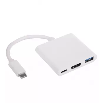 USB šakotuvas Akyga AK-AD-57, USB 2.0 Type-C jungtis, HDMI prievadas, 500 Mbit/s, baltas, 80×80×15 mm