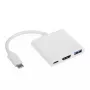USB šakotuvas Akyga AK-AD-57, USB 2.0 Type-C jungtis, HDMI prievadas, 500 Mbit/s, baltas, 80×80×15 mm