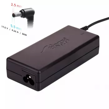 Akyga AK-ND-72 maitinimo adapteris Toshiba nešiojamiesiems kompiuteriams ir Zebra spausdintuvams, 80 W, 19 V, 4,22 A, 5,5 x 2,5 mm