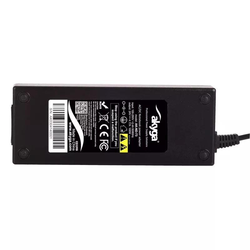 Akyga AK-ND-73 maitinimo adapteris Zebra spausdintuvams, 100 W, 24 V, 4,17 A, 6,3 x 3,0 mm kampinis kištukas