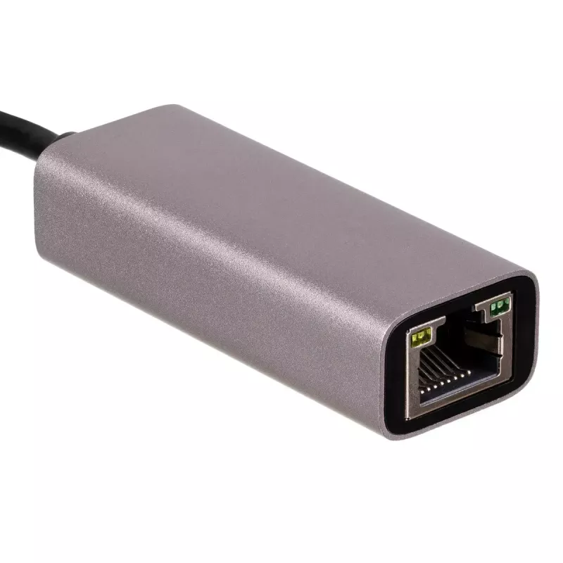 Akyga AK-AD-65 USB-C – Gigabit Ethernet tinklo adapteris, RJ45, 15 cm, sidabrinis