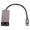 Akyga AK-AD-65 USB-C – Gigabit Ethernet tinklo adapteris, RJ45, 15 cm, sidabrinis