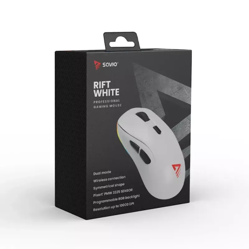Pelė Savio RIFT WHITE Bluetooth USB Type-A