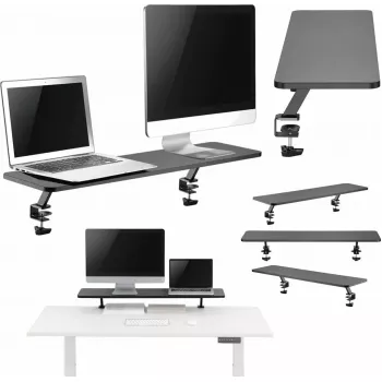 Mozos Clamp Dual Riser – reguliuojamo aukščio laikiklis nešiojamam kompiuteriui, juodas