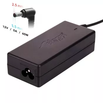 Nešiojamo kompiuterio maitinimo adapteris Akyga AK-ND-85, 12V 5A, 1,2 m laidas, juodas