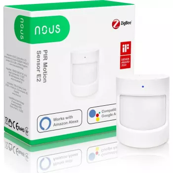 Judesio jutiklis Nous E2 ZigBee PIR, aptikimo atstumas 8 m, matymo kampas 120°