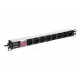 Maitinimo paskirstymo blokas NETRACK 125-19-02, 19 col. 1U, 230V 16A, 8 lizdų, aliuminis
