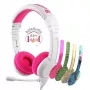 BuddyPhones School+ laidinės ausinės vaikams, 20–20000 Hz, 1,4 m laidas, rausvai balta