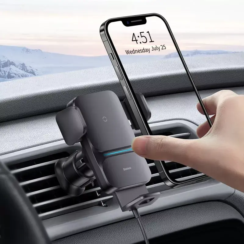 Belaidis automobilinis laikiklis su įkrovimu Baseus Wisdom Car Mount Wireless Charger