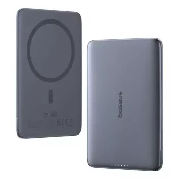Nešiojamas powerbank Baseus PicoGo Ultra-Slim 5000 mAh, 20 W išvestis, belaidis įkrovimas, USB-C, pilka