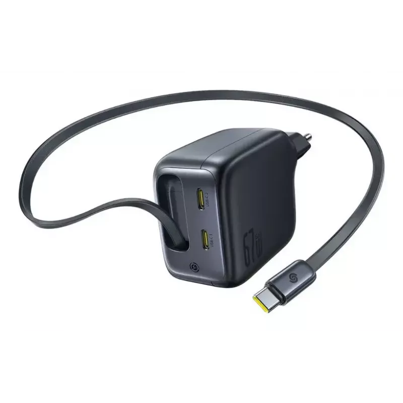 Įkroviklis Baseus EnerCore CJ11 Greitasis Įkroviklis 3C 67W — 3× USB-C, AC įvestis, Juodas