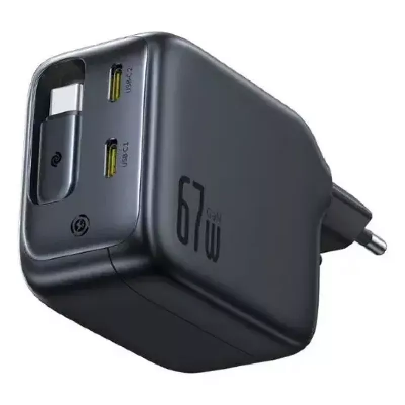 Įkroviklis Baseus EnerCore CJ11 Greitasis Įkroviklis 3C 67W — 3× USB-C, AC įvestis, Juodas