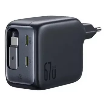 Įkroviklis Baseus EnerCore CJ11 Greitasis Įkroviklis 3C 67W — 3× USB-C, AC įvestis, Juodas