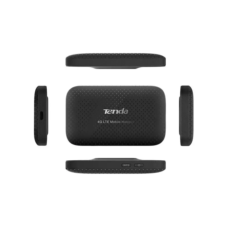Nešiojamas maršrutizatorius TENDA 4G185 — vienos juostos 2,4 GHz, Wi‑Fi 4 (802.11n), LTE 4G, 150 Mbps, SIM lizdas, USB, vidinės 2 antenos, maitinamas baterija