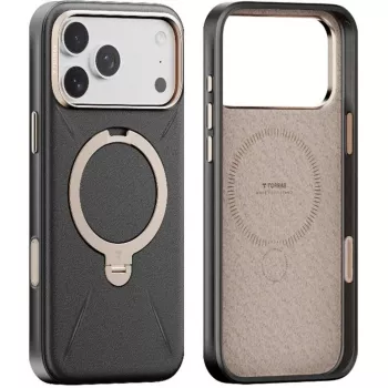 Dėklas telefonui Torras Spin Vegskin Series, skirtas iPhone 17 Pro – juodas