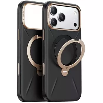 Korpusas Torras Ostand Spin Vegskin Series, skirtas iPhone 17 Pro Max, juodas