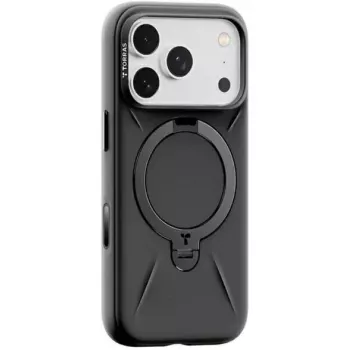 Apsauginis dėklas Torras iPhone 17 Pro — Fitness Series Ostand, juodos spalvos, plonas ir lengvas