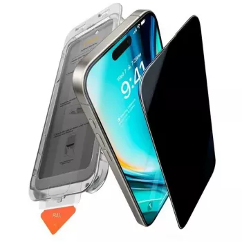 Apsauginis stiklas Torras Privacy INSTALL MASTER, skirtas iPhone 17 Air – juodas