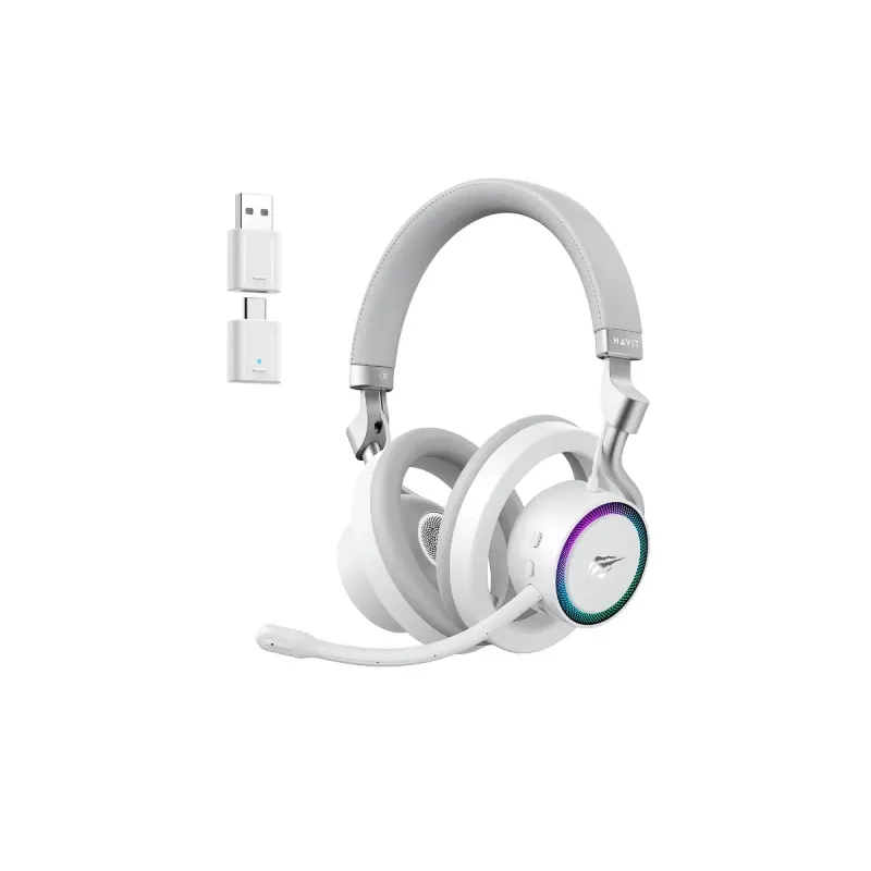 Ausinės HAVIT Fuxi-H8 – belaidės ir laidinės, Bluetooth, 20–20000 Hz, 10 m diapazonas, 300 g, baltos