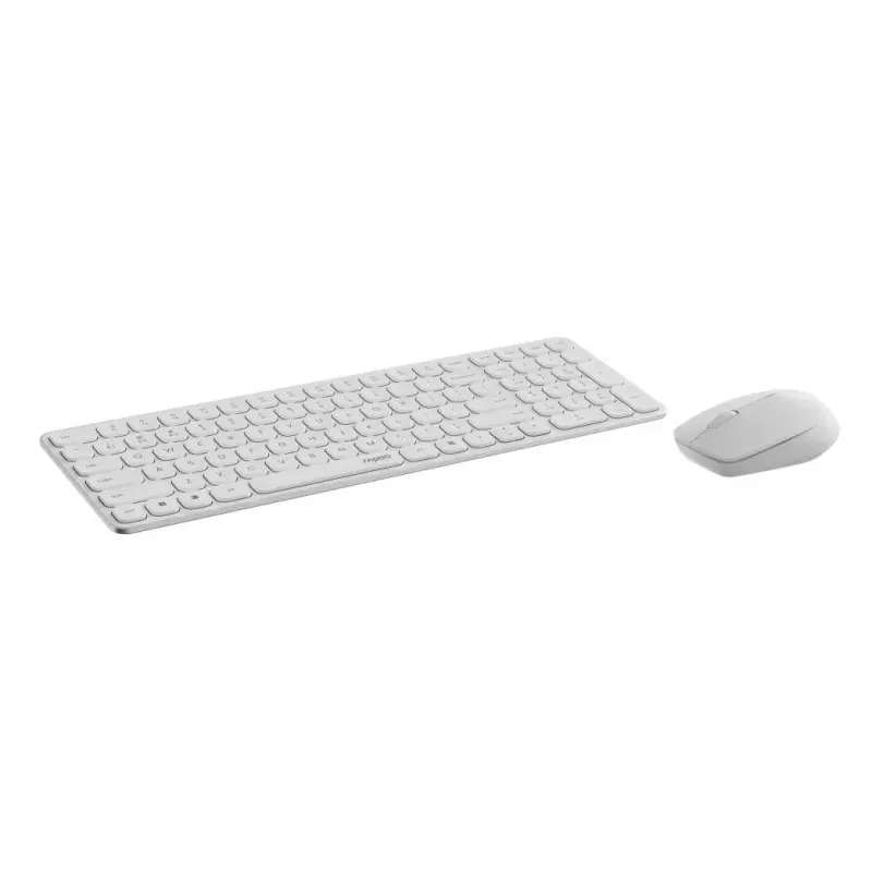 Belaidė klaviatūra ir pelė RAPOO 9310M – pilno dydžio RF+Bluetooth komplektas, balta