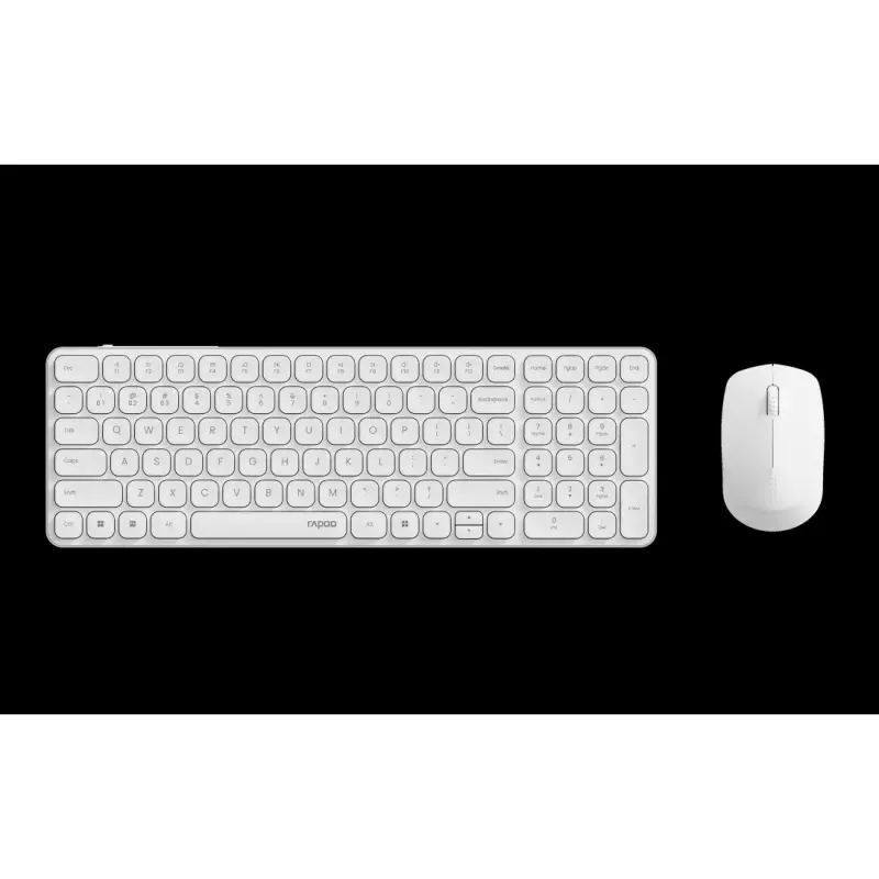 Belaidė klaviatūra ir pelė RAPOO 9310M – pilno dydžio RF+Bluetooth komplektas, balta