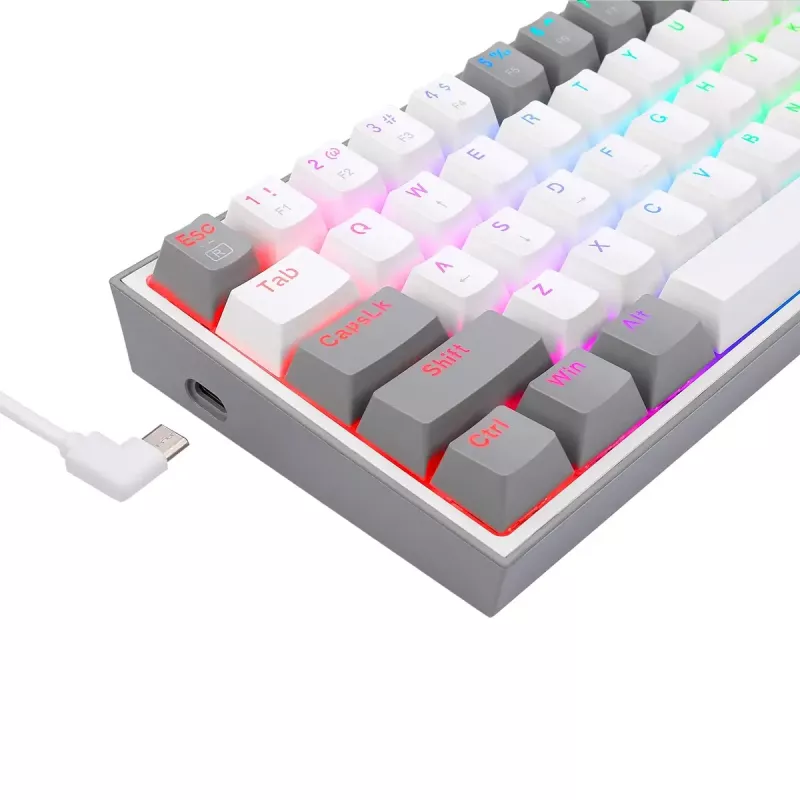 Mechaninė klaviatūra REDRAGON K617-RGB Fizz, laidinė USB, pilka balta