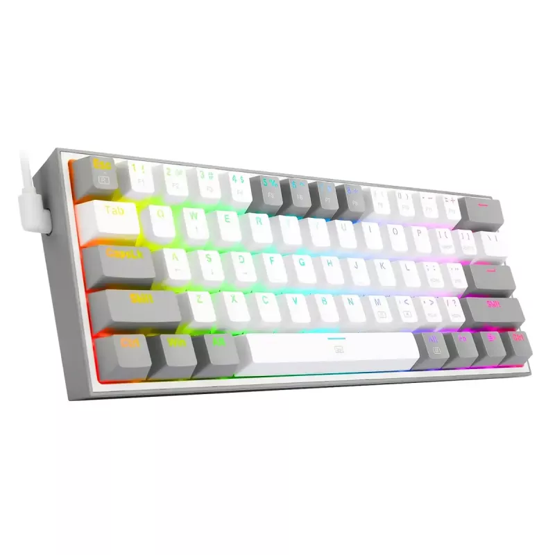 Mechaninė klaviatūra REDRAGON K617-RGB Fizz, laidinė USB, pilka balta
